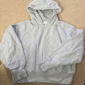 Aerie Light Gray Hoodie Sweatshirt